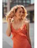 Rochie fermecatoare coral cu volane PR32120 - Magazin online - Boutique